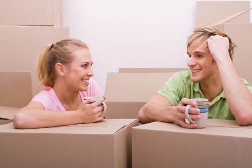 Unpacking process with organized placement of items