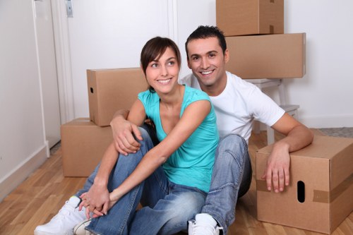 Professional movers handling boxes in Docklands